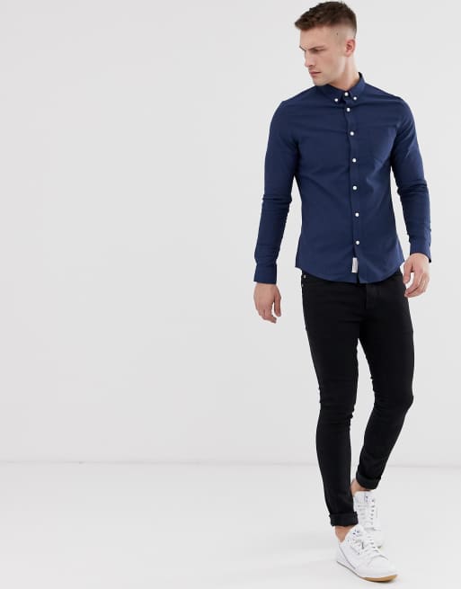 Pier One muscle fit shirt in dark blue, 4 of 4