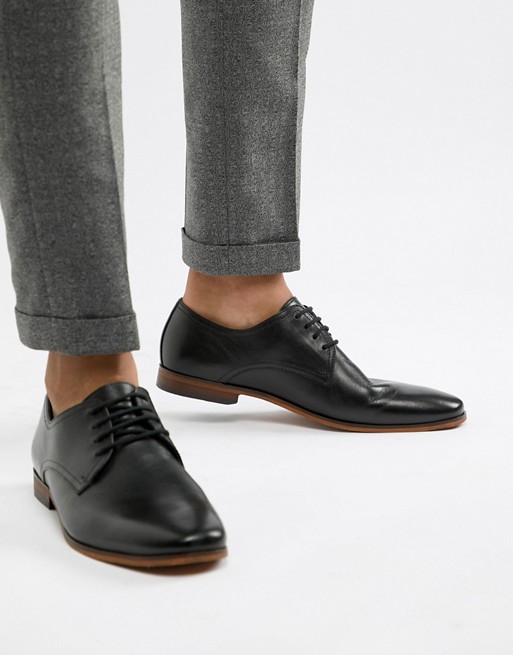 Pier One smart shoes in black leather | ASOS