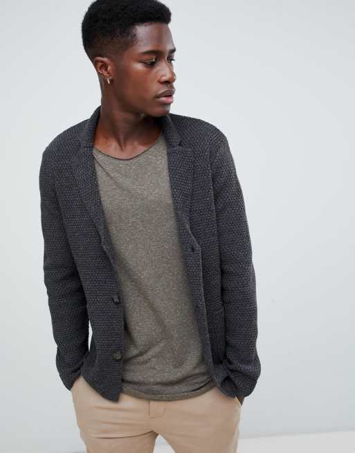 STRUCTURED Knitted Pullover, Dark Grey