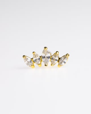 Piercing barbell dorado con cristales de corte marquesa de tamaño gradual de acero quirúrgico chapado en oro de Lovisa  