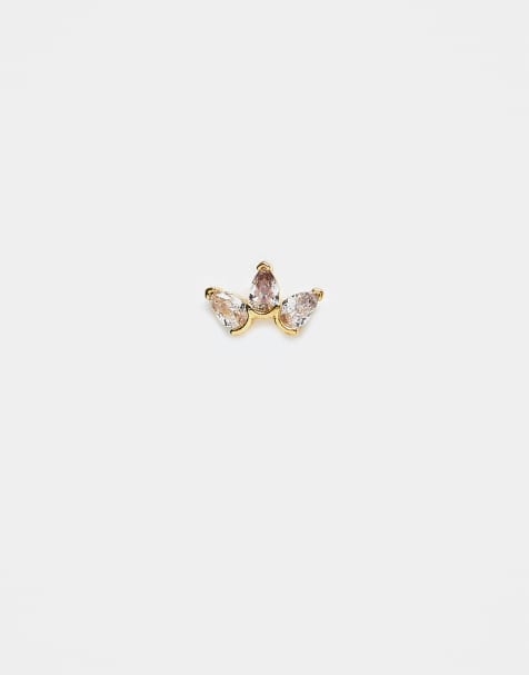 Piercing labret de acero chapado en oro con diseño de pétalo pequeño de Kingsley Ryan - view 1