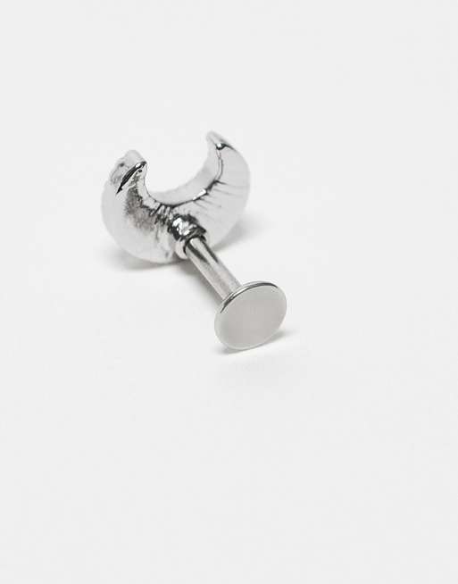 Piercing labret de plata de ley en forma de media luna con gemas variadas de Kingsley Ryan, 4 de 4