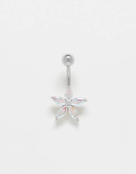 Piercing para el ombligo con detalle floral de gemas de Kingsley Ryan - view 1