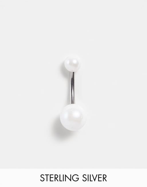 Piercing para el ombligo con diseño de perlas de imitación de acero inoxidable de Kingsley Ryan
