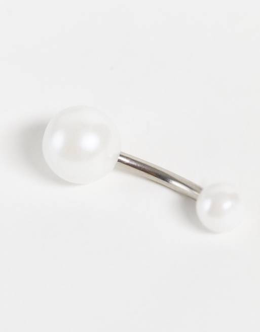 Piercing para el ombligo con diseño de perlas de imitación de acero inoxidable de Kingsley Ryan, 2 de 4