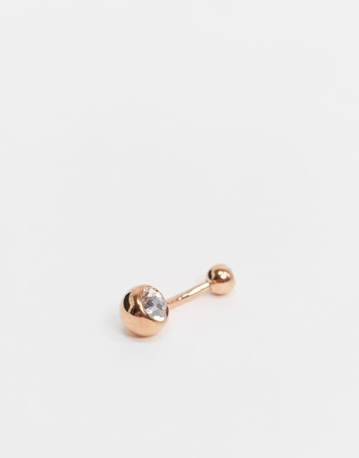 Piercing para el ombligo con dos piedras en dorado rosa de Kingsley Ryan, 2 de 3