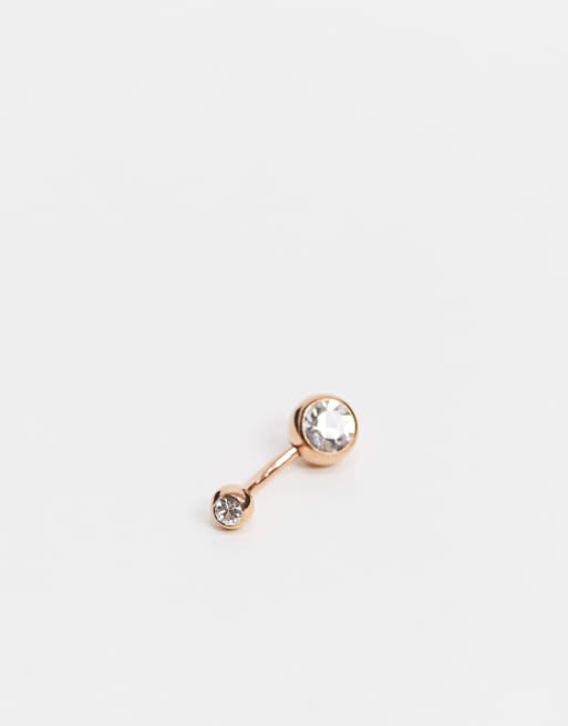 Piercing para el ombligo con dos piedras en dorado rosa de Kingsley Ryan, 3 de 3