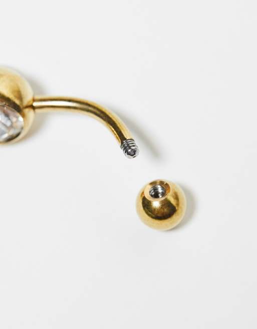 Piercing para el ombligo dorado con diseño de serpiente chapado en oro de Kingsley Ryan, 2 de 4
