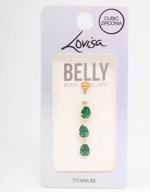 Piercing para el ombligo dorado con diseño triple de titanio chapado en oro de Lovisa