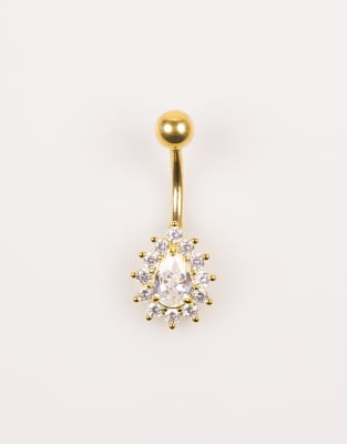 Piercing para el ombligo dorado de titanio chapado en oro con diseño de púas de circonitas de Lovisa 