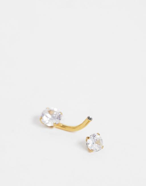 Piercing para el ombligo en dorado con cristales de Kingsley Ryan, 3 de 3