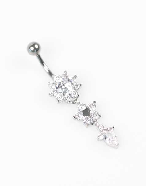 Piercing para el ombligo plateado con diseño de flores de titanio de Lovisa - view 1