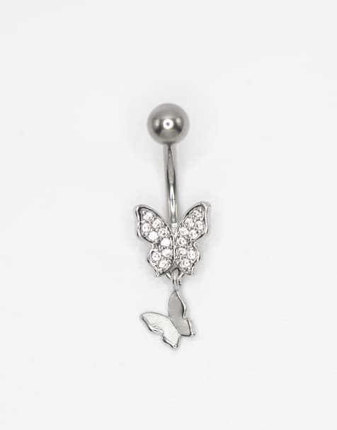 Piercing para el ombligo plateado con diseño doble de titanio de Lovisa - view 1