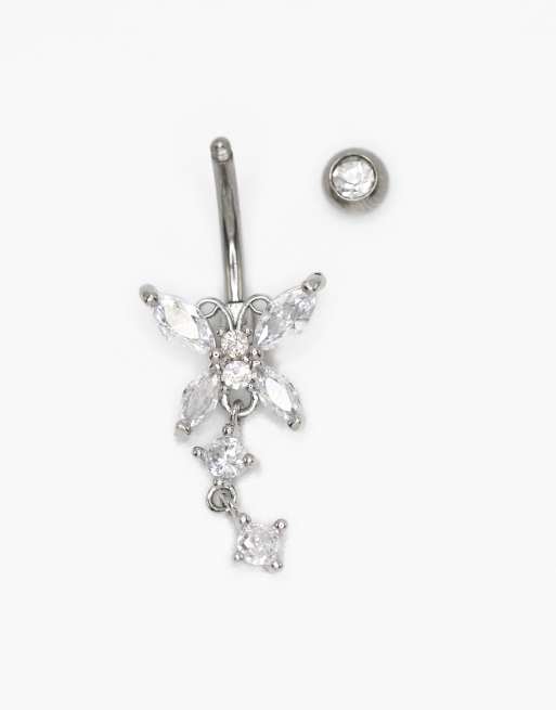 Piercing para el ombligo plateado de titanio con colgante de circonitas de Lovisa, 3 de 3