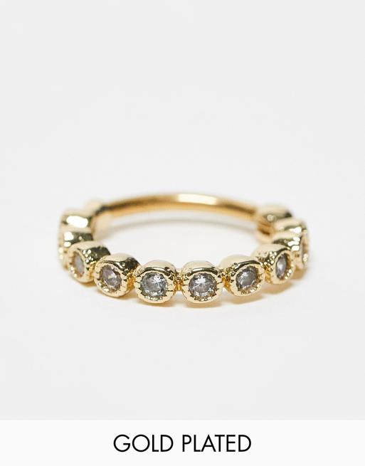 Piercing para hélix chapado en oro con cierre de bisagra y diseño de gemas de Kingsley Ryan