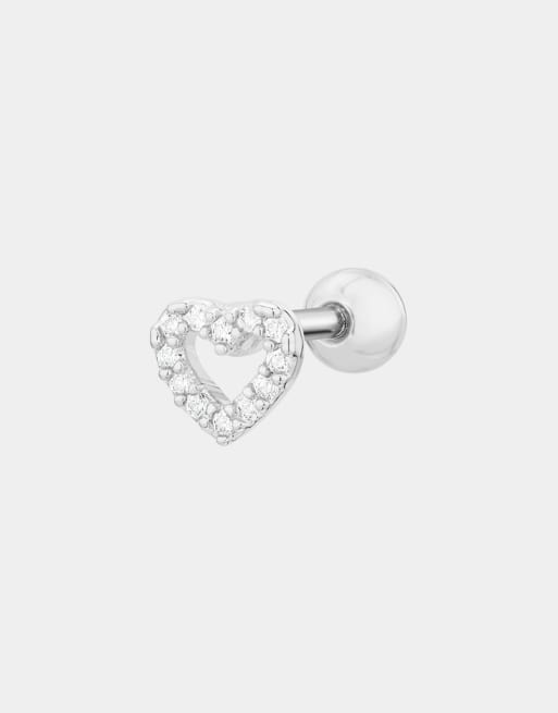 Piercing pequeño con diseño de corazón de cristal y barra de titanio de 6 mm chapado en plata de With Bling , 2 de 4