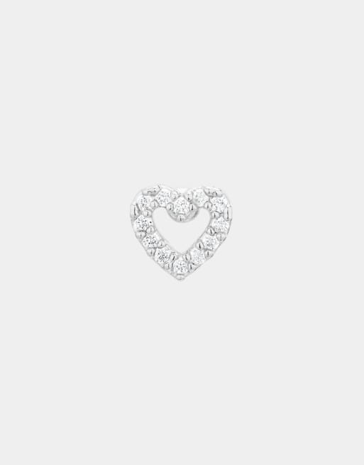 Piercing pequeño con diseño de corazón de cristal y barra de titanio de 6 mm chapado en plata de With Bling , 3 de 4