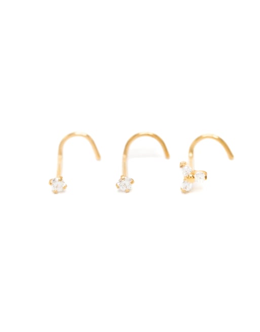 Piercings para la nariz dorados de titanio con strass de Lovisa, 2 de 3