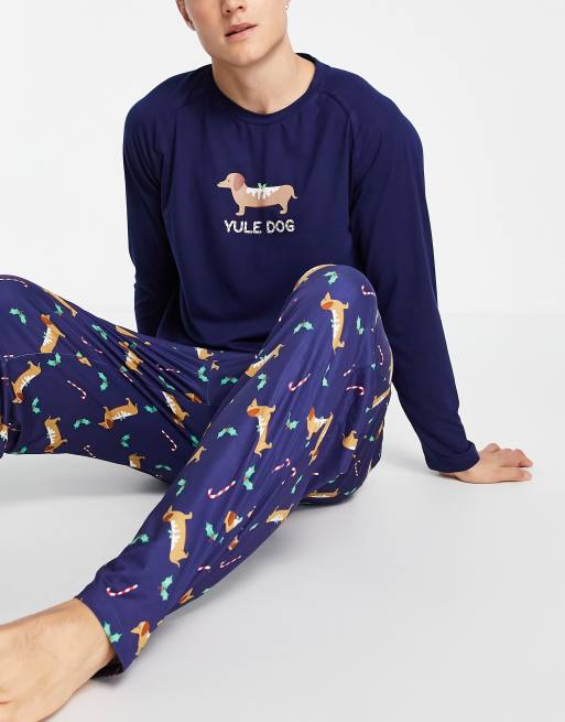 Pijama de hombre con estampado azul marino