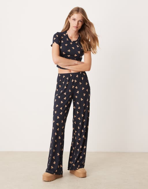 Pijama azul marino de camiseta y pantalones con estampado de osos de peluche de poliéster de Urban Threads