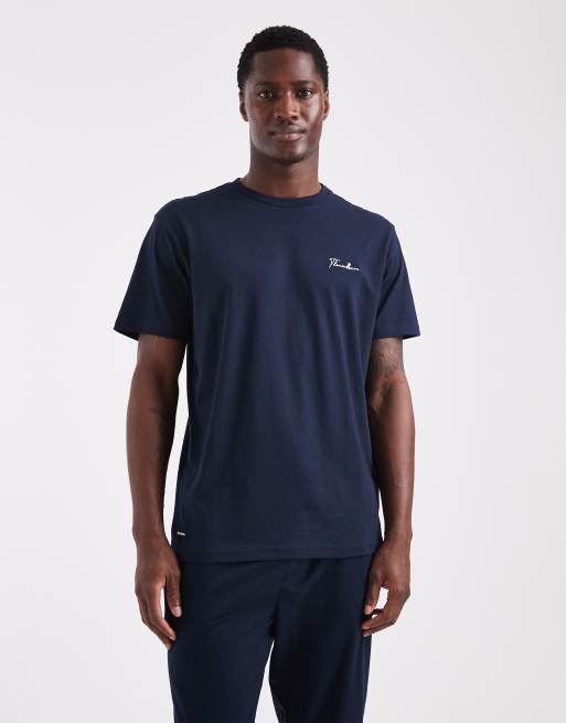 Pijama azul marino de pantalones con bajos ajustados y camiseta de manga corta de Threadbare, 3 de 4