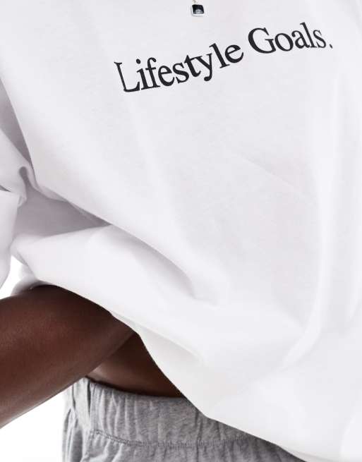 Pijama blanco con estampado "Lifestyle goals" de ASOS DESIGN, 2 de 4