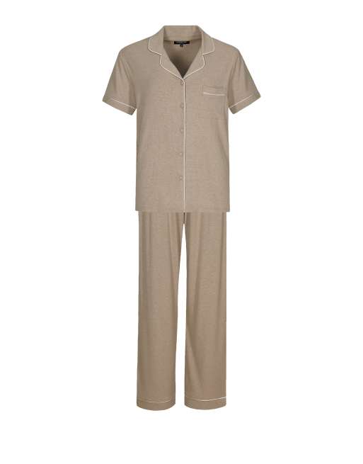 Pijama color avena de canalé para mujer de Loungeable, 6 de 7