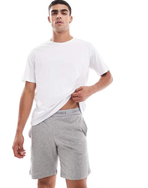 Pijama corto gris y blanco de punto liso de Jack & Jones - view 1