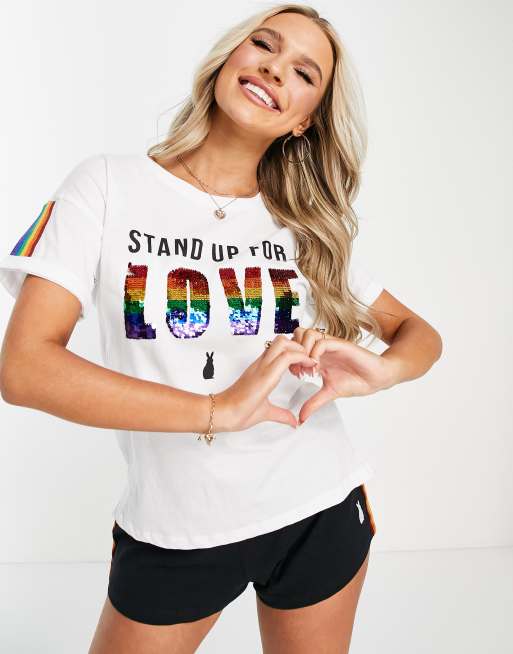 Pijama corto multicolor con texto Stand Up For Love de Ann Summers 