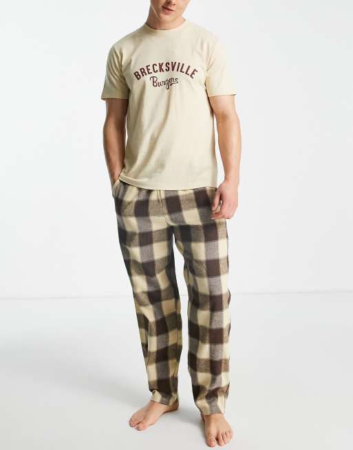 Pijama de camiseta y pantalones a cuadros de ASOS DESIGN