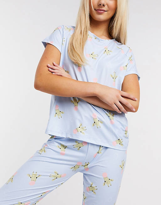 Pijama de jirafa con chicle en azul claro de Loungeable