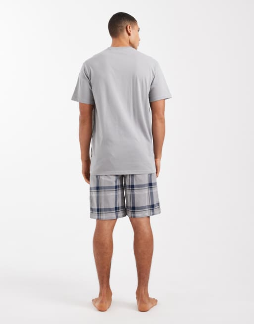 Pijama gris a cuadros de camiseta y pantalones cortos de ONLY & SONS, 3 de 4