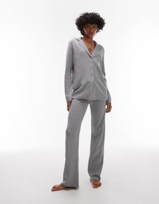 Pijama gris de tejido cepillado suave de algodón de Mango - view 1