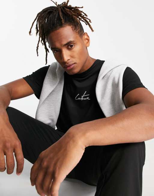 Pijama largo negro con logo de The Couture Club, 2 de 4