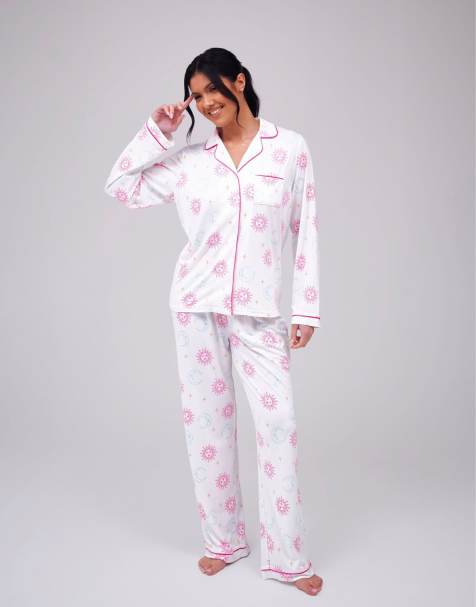 Pijama multicolor con estampado cósmico y cuello de solapas de punto muy suave de Loungeable - view 1
