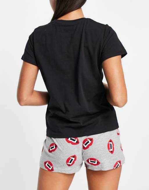 Pijama negro con estampado "Bite me" de Halloween de Threadbare, 4 de 4