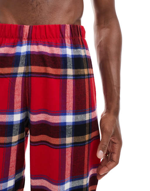 Pijama rojo a cuadros escoceses de camisa y pantalones de ASOS DESIGN, 4 de 4
