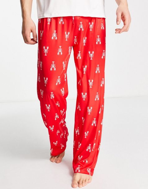  Pantalones de pijama para hombre, estampado de leopardo rojo,  pantalones de pijama divertidos, talla S, C220 : Ropa, Zapatos y Joyería