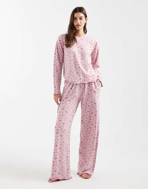 Pijama rosa de manga larga con estampado de florecitas de Threadbare - view 1