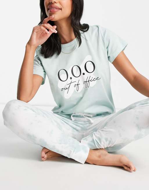 Pijama verde menta Out Of Office de Threadbare