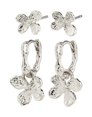 Ajani - Lot de boucles d'oreilles 2-en-1 en plaqué argent-Argenté One Size