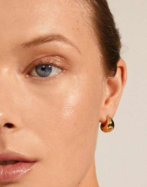 Pilgrim Alexane chunky mini hoop earrings in gold plated - view 1