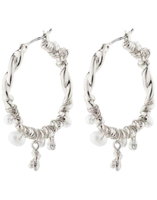 Pilgrim Ana pearl crystal hoops in silver plated, 2 of 4