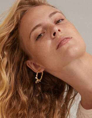 Pilgrim - Ana - Vergoldete Creolen mit Zierperlen und Kristall-Goldfarben