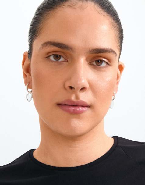 Pilgrim Arien heart earrings in silver plated - view 1