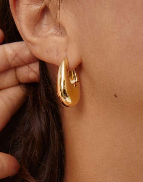 Pilgrim Autumn chunky retro hoop earrings in gold plated - view 1