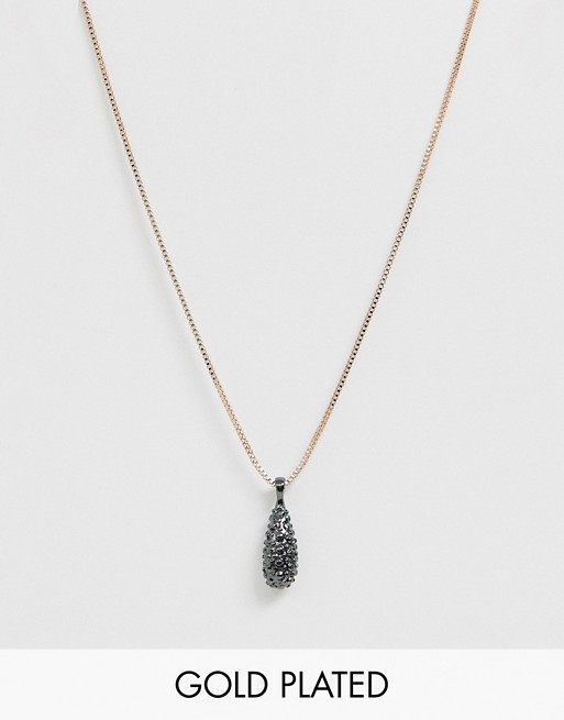 Pilgrim black diamante pendant necklace