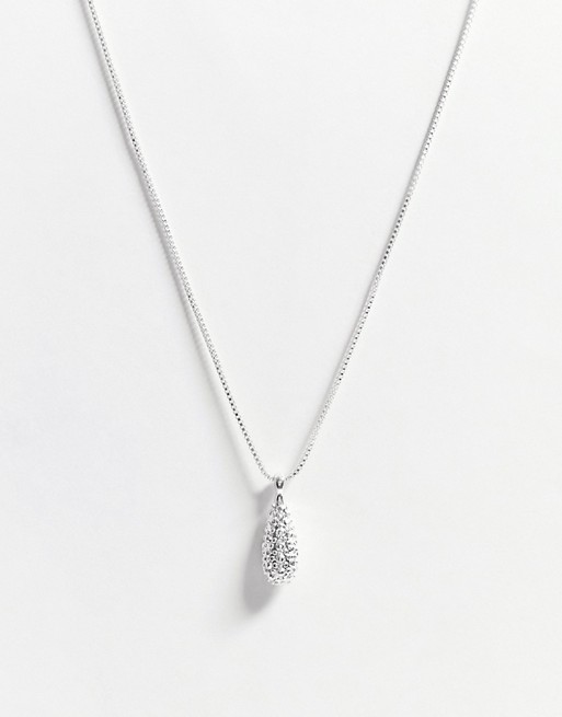 Pilgrim crystal silver plate emery necklace in silver