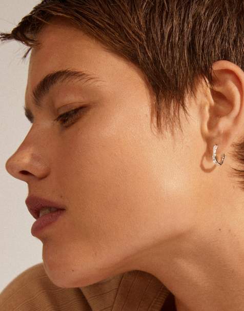 Pilgrim - Eddy - Mini-créoles à forme organique en plaqué argent - view 1