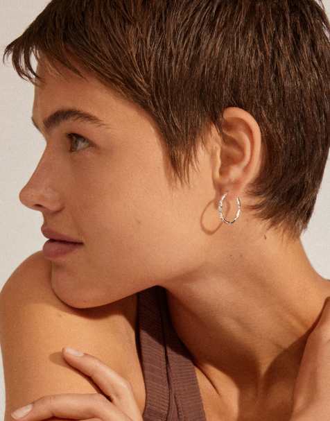 Pilgrim – Eddy – Silverpläterade, stora creoler med naturlig form - view 1